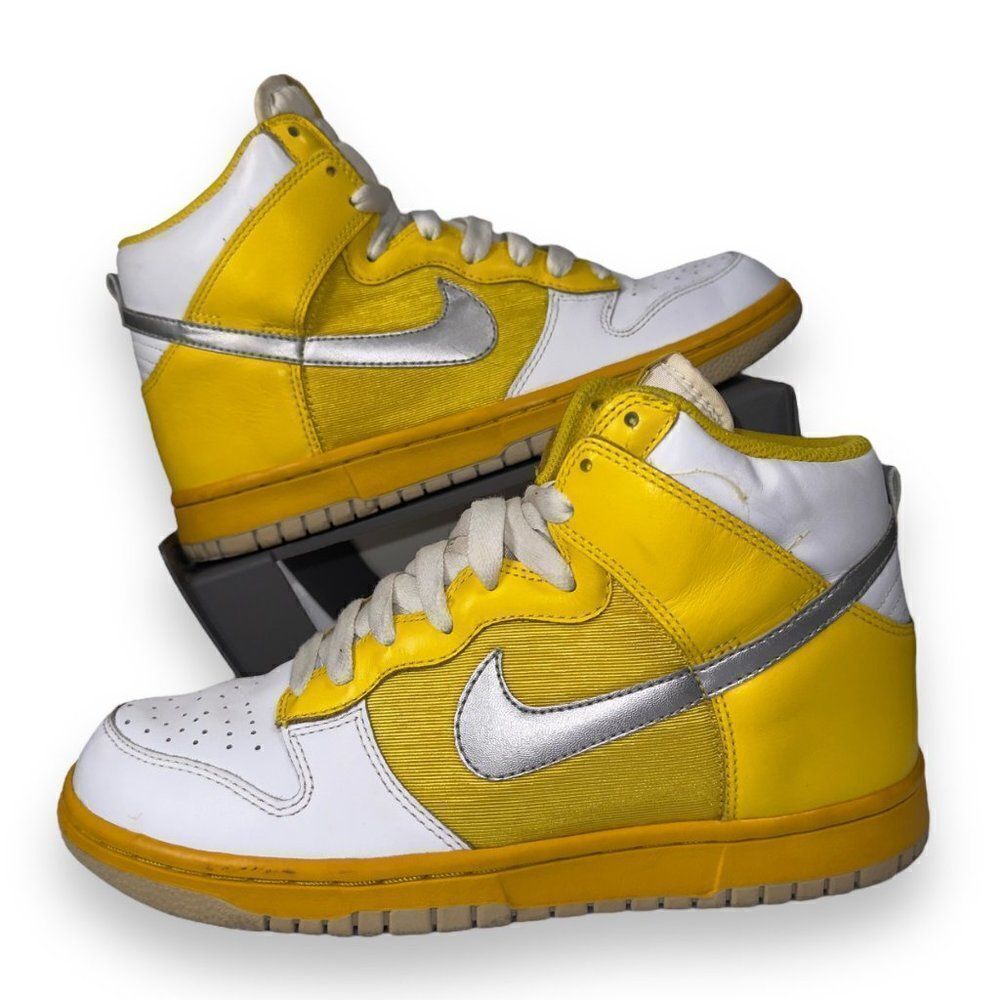 Nike Dunk High 'Tour Yellow Metallic Silver' 318676-101 Women's 8.5‎